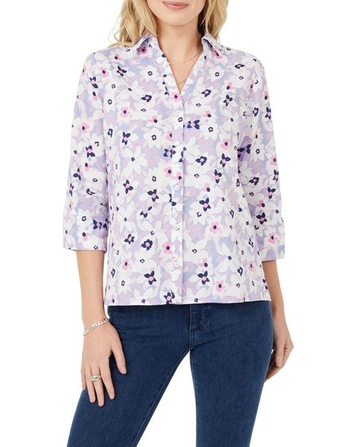 Foxcroft Floral Cotton Sateen Blouse in at