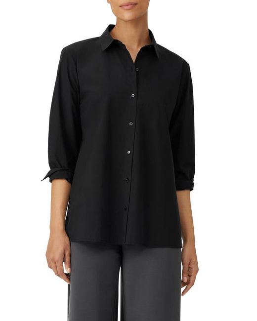 Eileen Fisher Classic Collar Easy Organic Cotton Button-Up Shirt in at