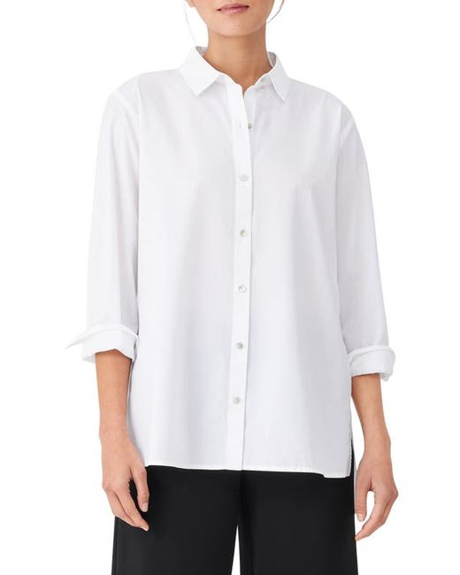 Eileen Fisher Classic Collar Easy Organic Cotton Button-Up Shirt in at