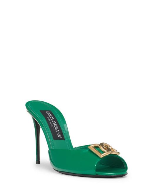 Dolce & Gabbana DG Logo Patent Slide Sandal in at