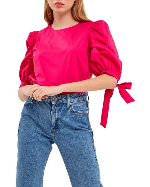 English Factory Bow Banded Puff Sleeve Blouse in at