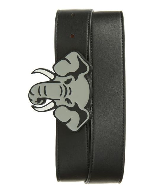 Kenzo Elephant Buckle Reversible Leather Belt in at