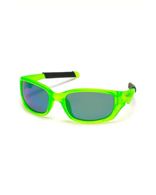 Skechers 55mm Mirrored Round Sunglasses in Dark Other Mirr at