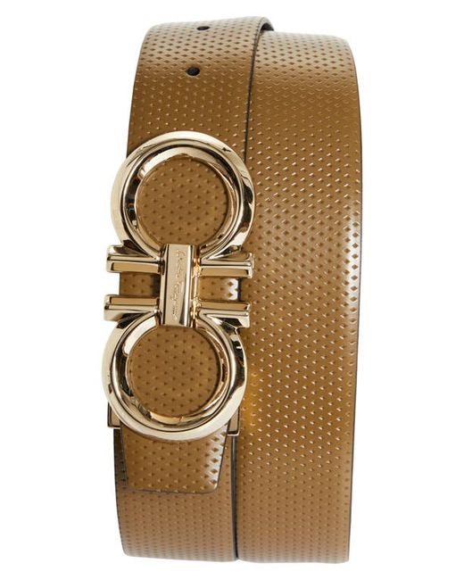 Salvatore Ferragamo Double Gancio Textured Leather Belt in at