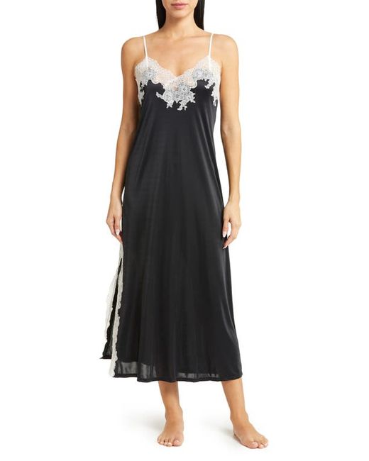 Natori Enchant Lace Trim Nightgown in Black W/Ivory at