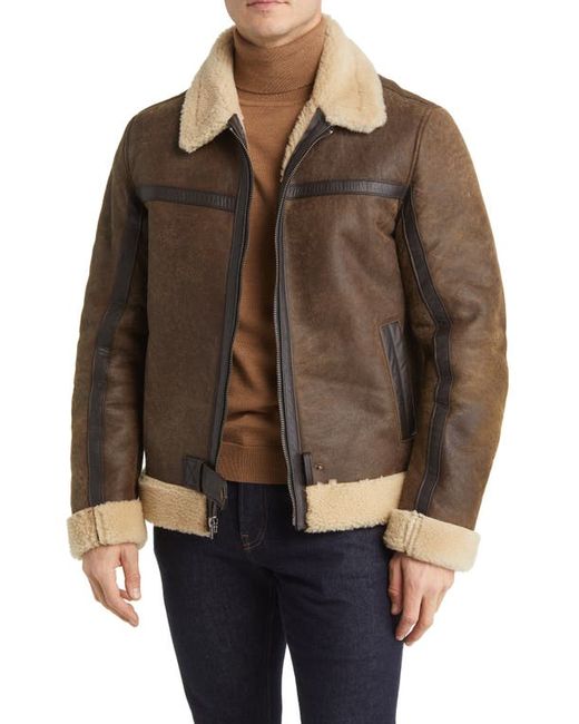 Frye Leather Jacket with Genuine Shearling Trim in at