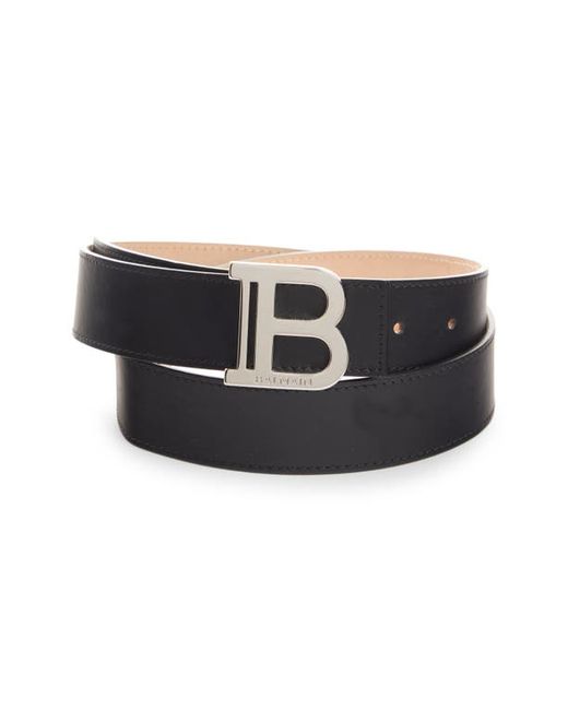 Balmain Logo Buckle Calfskin Leather Belt in at