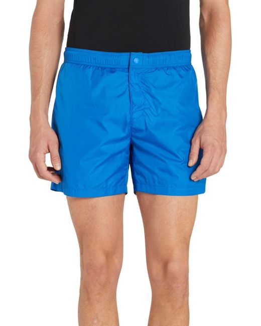 Moncler Contrast Logo Patch Swim Trunks in at