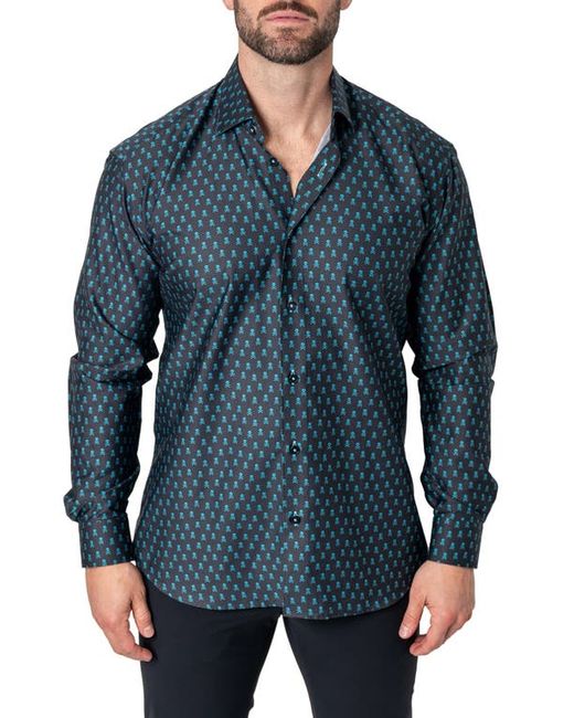 Maceoo Fibonacci Regular Fit Skullinvader Button-Up Shirt at