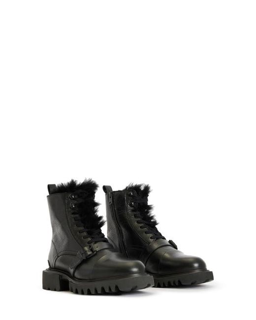 AllSaints Tori Genuine Shearling Lined Lace-Up Combat Boot in at