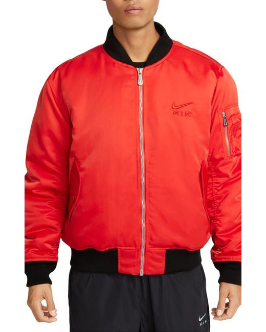 Nike Air Water Repellent Satin Bomber Jacket in Picante at