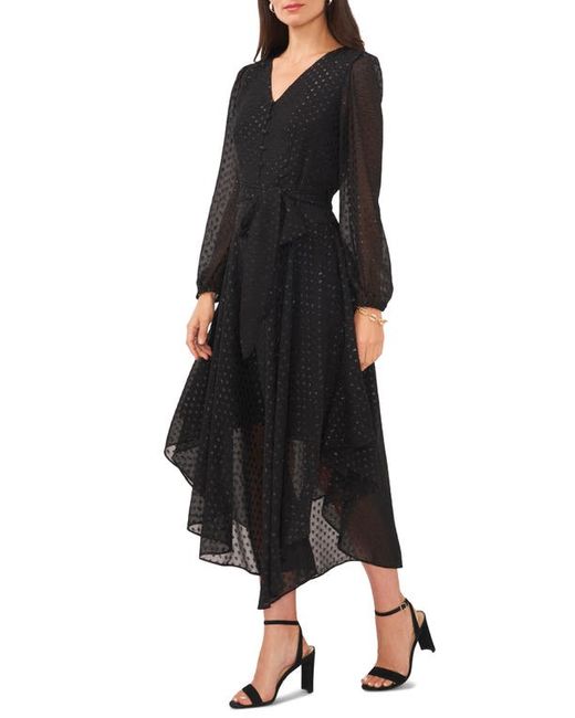 Chaus V-Neck Long Sleeve Button-Front Tie Waist Maxi Dress in at