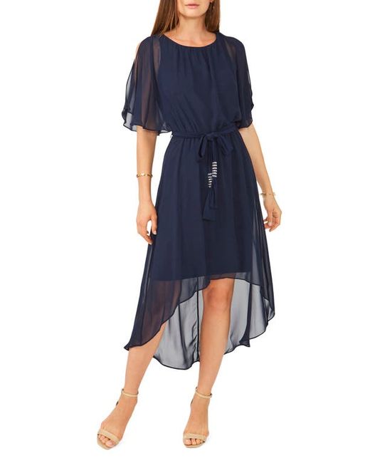 Chaus Flutter Sleeve High-Low Chiffon Dress in at