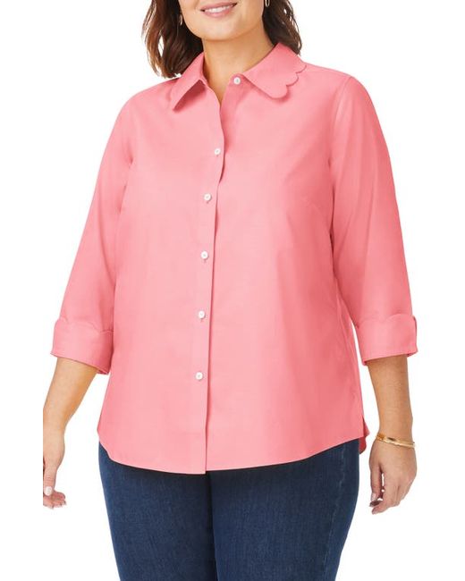Foxcroft Gwen Three-Quarter Sleeve Cotton Button-Up Shirt in at