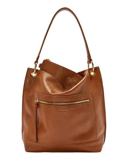 Ted Baker London Cafrin Zip Detail Leather Hobo Bag in at