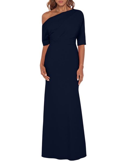 Betsy & Adam One-Shoulder Crepe Scuba Gown in at