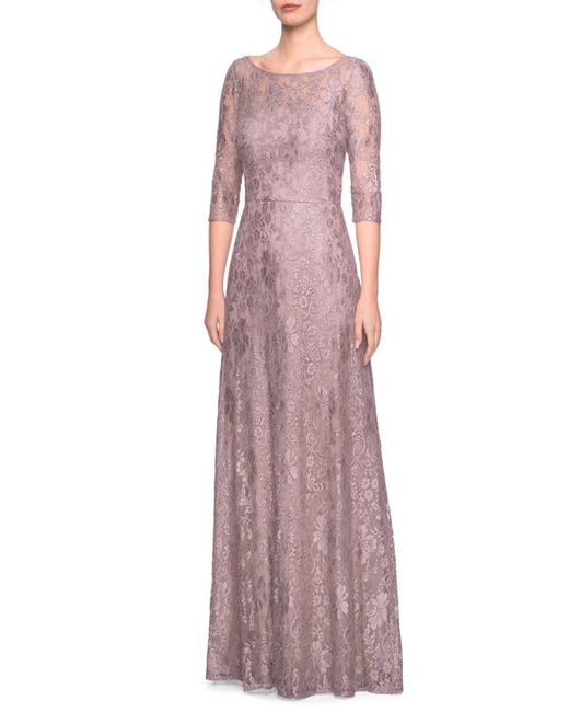 La Femme Lace A-Line Gown in at
