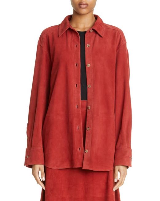 Loulou Studio Suede Button-Up Shirt in at