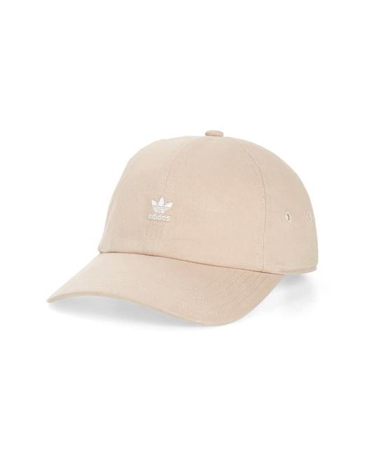 Adidas Originals Relaxed Cotton Baseball Cap in Wonder Taupe White at