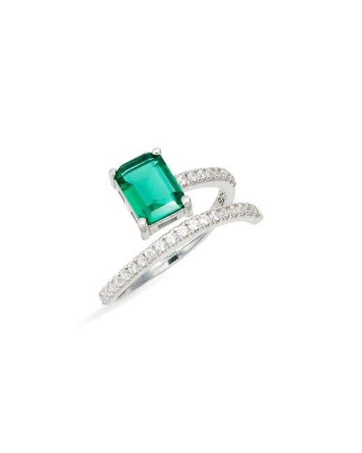 Shymi Cubic Zirconia Bypass Statement Ring in Green at