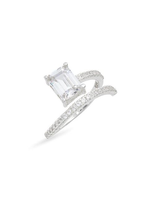 Shymi Cubic Zirconia Bypass Statement Ring in White at