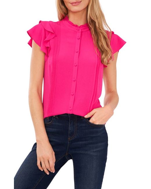 Cece Pintuck Ruffle Short Sleeve Blouse in at