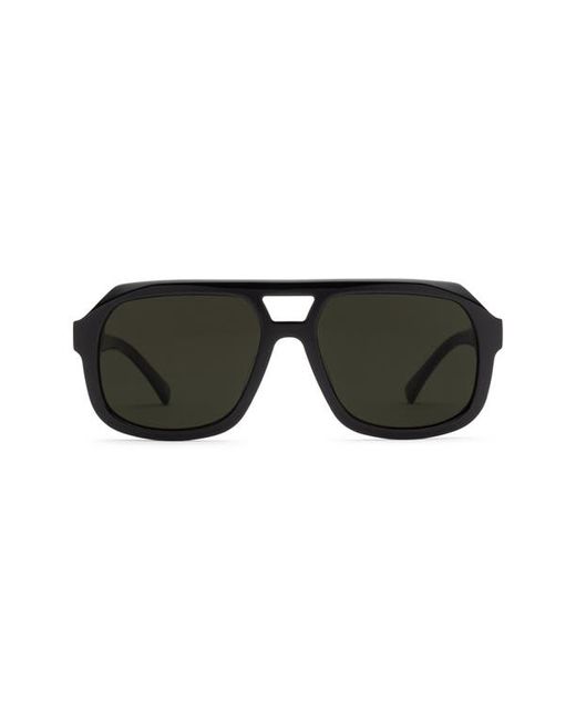 Electric Augusta 57mm Polarized Square Aviator Sunglasses in Gloss Black/Grey Polar at