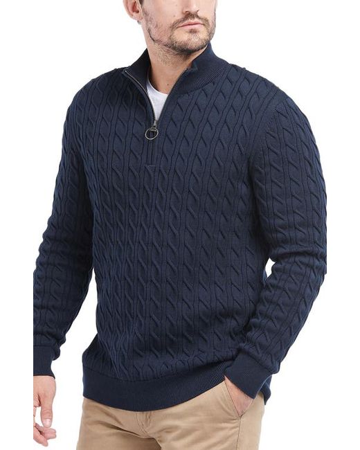 Barbour Cable Knit Half Zip Cotton Sweater in at