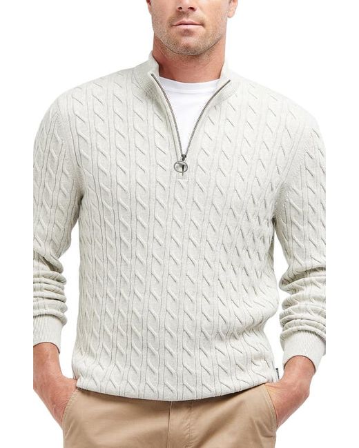 Barbour Cable Knit Half Zip Cotton Sweater in at