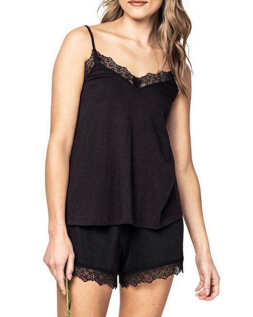 Petite Plume Lace Trim Cotton Jersey Short Pajamas in at