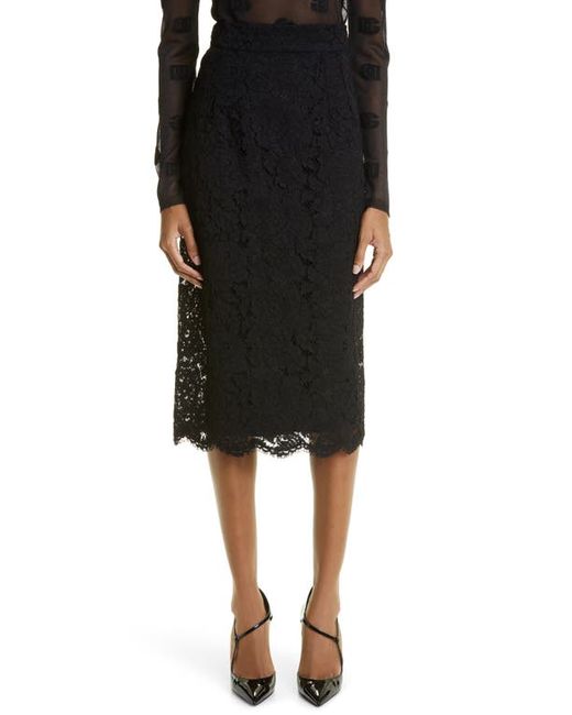 Dolce & Gabbana Floral Lace Midi Skirt in at