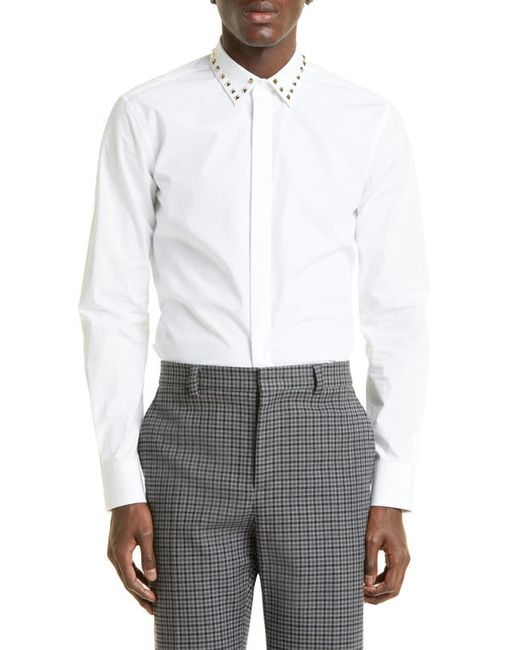 Valentino Classic Roman Stud Cotton Button-Up Shirt in at