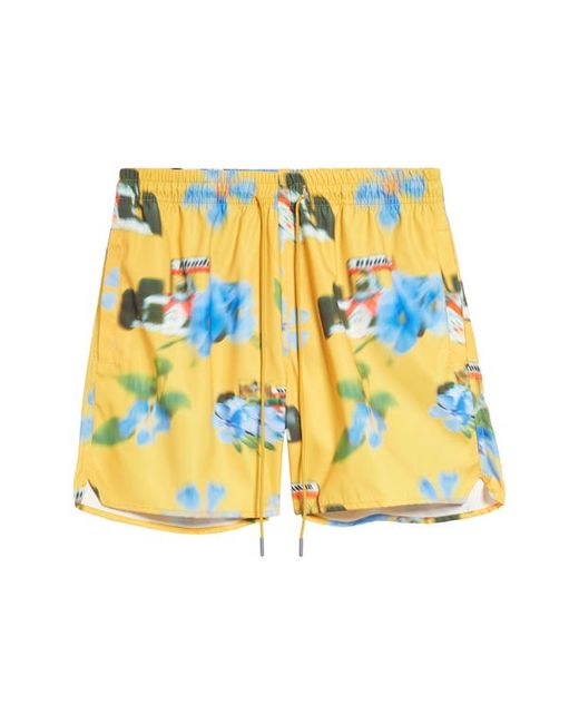 Rhude Loix Floral Swim Trunks in Yellow/Multi at