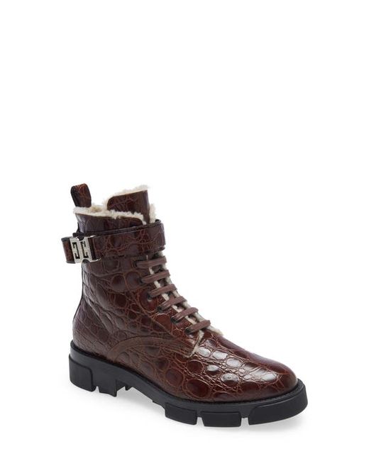 Givenchy Terra 4G Buckle Faux Shearling Lined Combat Boot in at