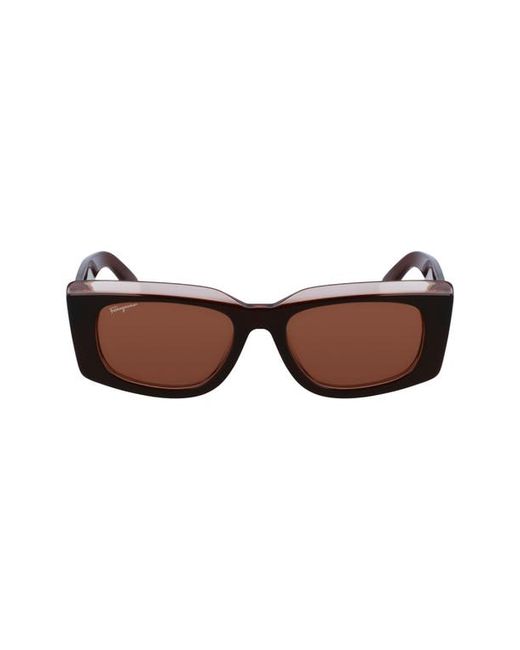 Salvatore Ferragamo 54mm Rectangular Sunglasses in Nude at