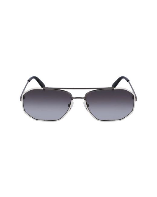 Salvatore Ferragamo 60mm Navigator Sunglasses in Dark Ruthenium at