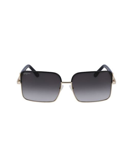 Salvatore Ferragamo 60mm Gradient Rectangular Sunglasses in Gold at