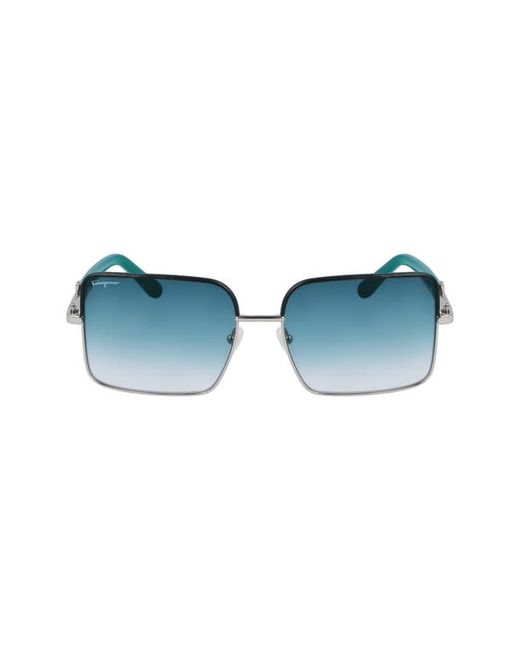 Salvatore Ferragamo 60mm Gradient Rectangular Sunglasses in Petrol at