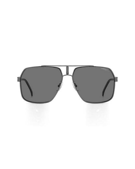 Carrera 62mm Polarized Rectangular Sunglasses in Dark Ruth Black Polar at