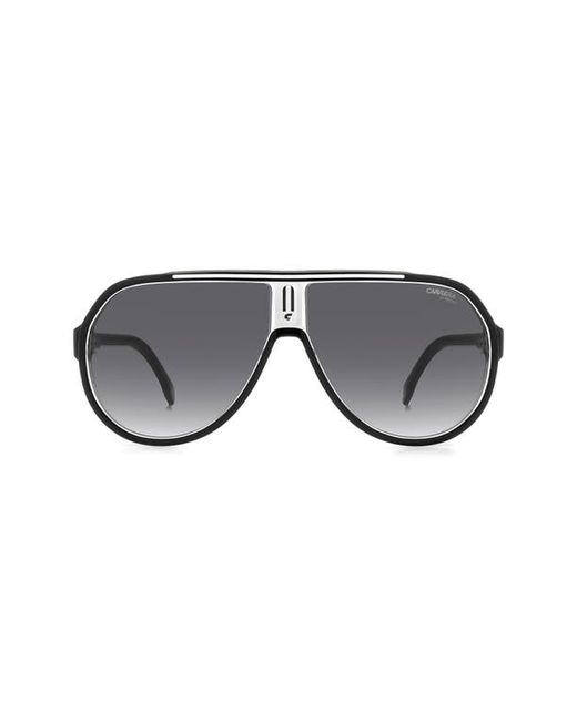 Carrera 64mm Oversize Gradient Aviator Sunglasses in Black White/Grey Shaded at