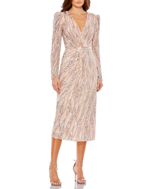 Mac Duggal Shatter Sequin Long Sleeve Sheath Cocktail Dress in at