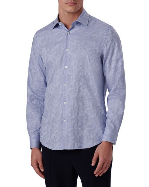 Bugatchi Shaped Fit Print Stretch Cotton Button-Up Shirt in at