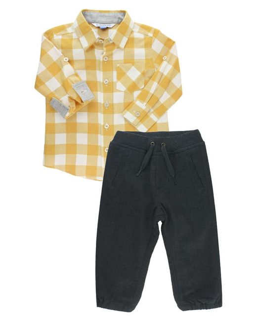 RuggedButts Golden Plaid Button-Up Shirt Pants Set at