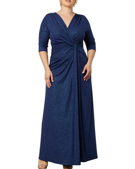 Kiyonna Romanced by Moonlight Glitter A-Line Jersey Gown in at