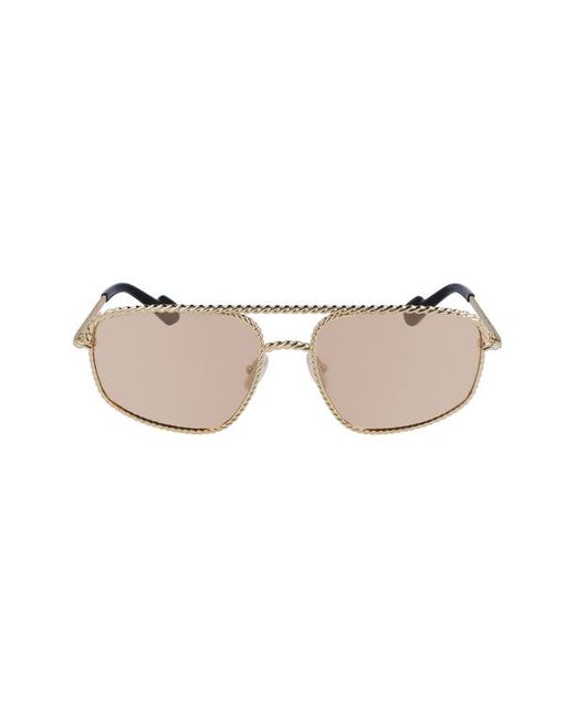 Lanvin 58mm Navigator Sunglasses in Gold/Gold Mirror at