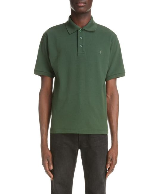 Saint Laurent Embroidered Monogram Cotton Blend Polo in at
