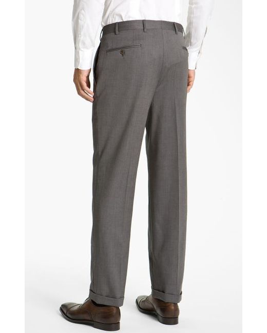 Canali Wool Flat Front Trousers in at