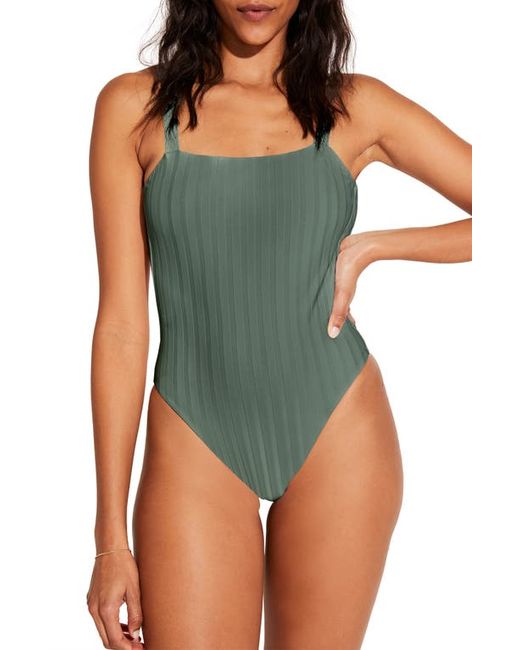 Vitamin A® Vitamin A Leah Ribbed Square Neck One-Piece Swimsuit in at