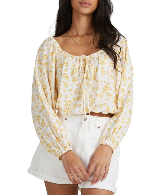 Roxy Soho Sessions Crop Scoop Neck Cotton Blend Blouse in at
