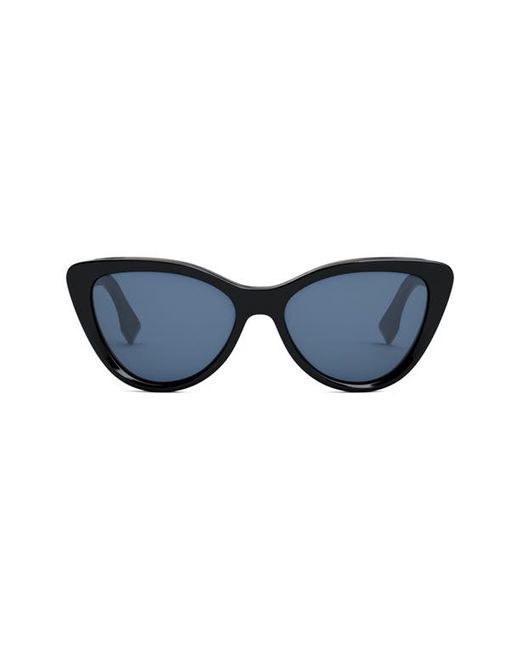 Fendi Lettering 55mm Cat Eye Sunglasses in Shiny Black at
